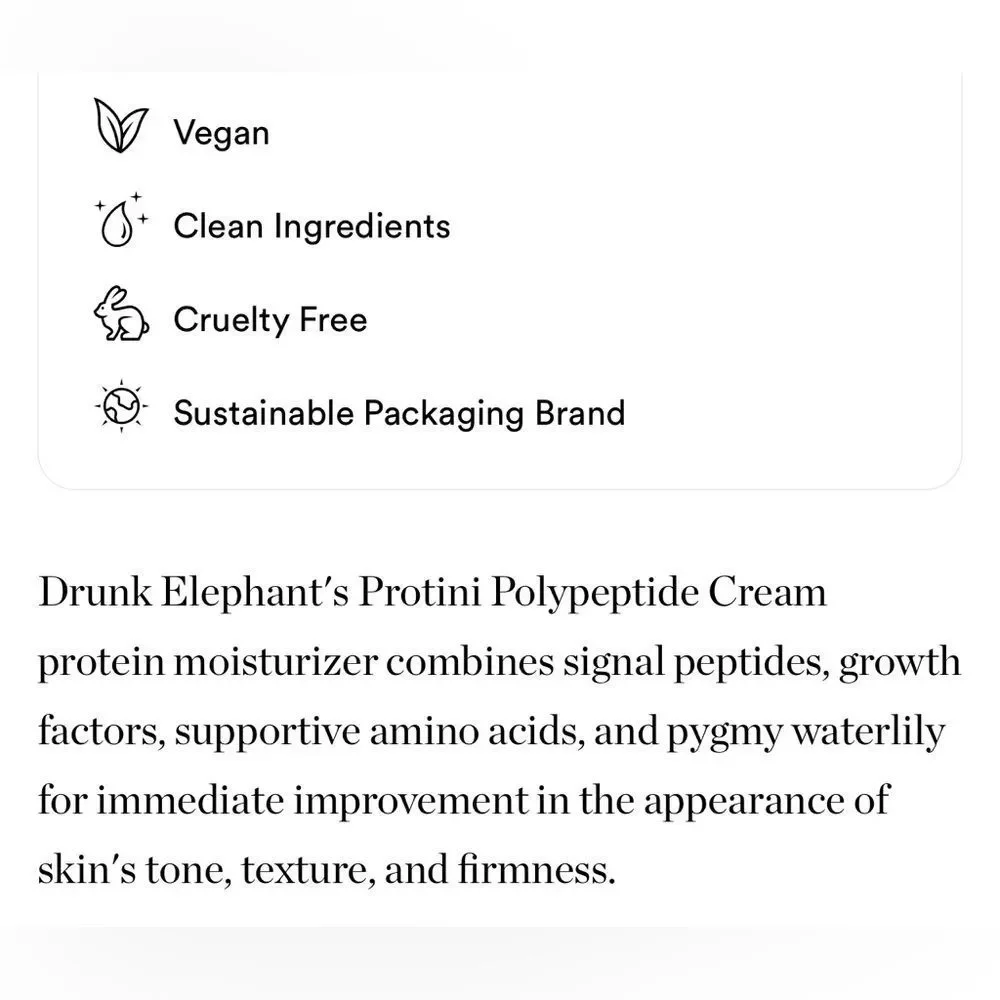 $13❤️‍🔥 Drunk Elephant 🐘 Protini Polypeptide Cream Mini Travel Moisturizer NEW
